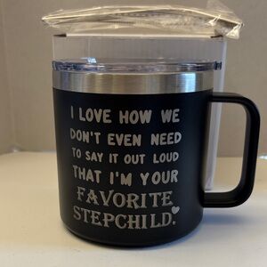 Black Insulated Mug with Humorous Text